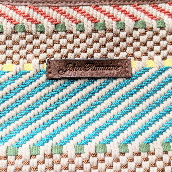 Red, Blue, Cream, and Brown Stripe and Checkered Pattern John Romaine Bag - Picture 2 of 7